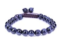 UBJSFASASND Pulseras unisex con cuentas redondas de cristal de 8 mm, ajustables, trenzadas, con borlas de macramé