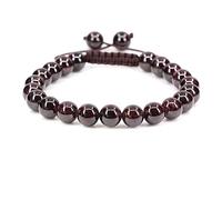 UBJSFASASND Pulseras unisex con cuentas redondas de cristal de 8 mm, ajustables, trenzadas, con borlas de macramé