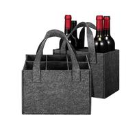 UBOHUZ 10PCS Felt Reusable Wine Carrier Tote Bag with Dividers For 6 Bottles per Bottiglie