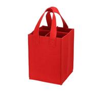 UBOHUZ 2PCS 4 Grids Felt Wine Bottle Bag Resuable Folding Handbag Storage Basket Champagne Beer Party Camping per Bottiglie(Red)