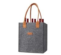 UBOHUZ 2PCS 6/12 Compartment Bottle Holder For Wine Beer Water Portable Felt Bag Carrier with Handles For Wedding Travel Picnic per Bottiglie(Gray,S)