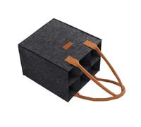 UBOHUZ 2PCS 6/12 Compartment Bottle Holder For Wine Beer Water Portable Felt Bag Carrier with Handles For Wedding Travel Picnic per Bottiglie(Black,S)