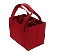 UBOHUZ 2PCS 6 Bottle Wine Carrier with Divider Felt Storage Tote Bag Portable Gift Red Box with Handle Durable per Bottiglie(Red)