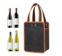 UBOHUZ 2PCS 6 Bottle Wine Carrier with Divider Felt Storage Tote Bag Portable Red Box with Handle per Bottiglie