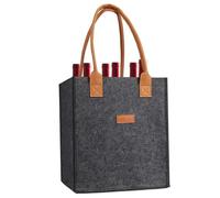 UBOHUZ 2PCS 6 Bottle Wine Carrier with Divider Felt Storage Tote Bag Portable Red Box with Handle per Bottiglie(Black)