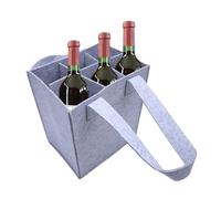 UBOHUZ 2PCS 6 Bottles Felt Wine Bottle Holder Bag Grey Protective Storage Washable with Carry Handle Carrier Wedding per Bottiglie(White)