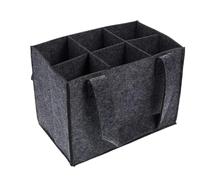 UBOHUZ 2PCS 6 Compartment Bottle Holder Felt Wine Tote Bag Portable Liquor with Handles Travel per Bottiglie(Black)