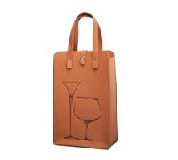 UBOHUZ 2PCS Double Bottle Felt Wine Tote Bag Heavy Duty Handheld Carrier, Wrap Storage Pouch For Beverage Packaging & Party per Bottiglie(Light Brown)