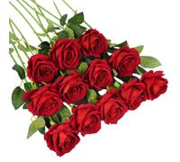 UBOHUZ 30PCS 50cm Artificial Rose Flower Branch Long Stem Red Bouquet For Wedding Table Arrangements Home Decoration Valentines Day Gift para Bodas Novia(Color 1)