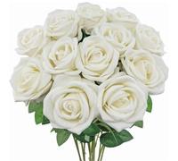 UBOHUZ 30PCS Silk Velvet Rose Artificial Flowers with Long Stems Real Touch Fake Roses Florals For Wedding Bouquet Party Home Decor para Bodas Novia(Color 5)