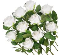 UBOHUZ 40pcs Artificial Flowers Silk Roses Long Branch Bridal Bouquet Wedding Home Vase Table Decoration DIY Gift Box Valentine's Day para Bodas Novia(Color 8)