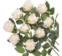 UBOHUZ 40pcs Artificial Flowers Silk Roses Long Branch Bridal Bouquet Wedding Home Vase Table Decoration DIY Gift Box Valentine's Day para Bodas Novia(Color 7)