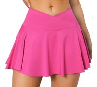 UBOHUZ Falda de Tenis for Mujer con Bolsillos, Falda pantalón Golf Deportiva Cintura Alta, Faldas for Correr 2 en 1 for Exteriores para Mujer(Rose Red,XL)