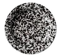 UBOHUZ Juego de 2 platos postre retro 8 pulgadas, esmaltados planos con salpicaduras tinta, vajilla cerámica for el hogar Para Postres, Tartas Y Salsas(Black)