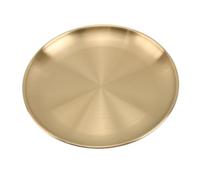 UBOHUZ Juego de 3 platos postre acero inoxidable, redondos y poco profundos, bandeja for tartas, for acampar al aire libre barbacoa Para Postres, Tartas Y Salsas(Gold,17cm)