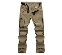 UBOHUZ Pantalones Cargo Convertibles for Hombre, Resistentes al Agua, for Senderismo Aire Libre, Ligeros, elásticos y Desmontables con Cremallera para Senderismo, Pesca, Esquí Y Acampada(Khaki,L)