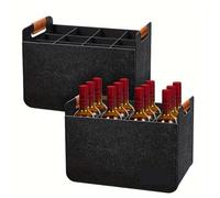 UBOHUZ Portable Felt Wine Storage Box Reusable Glass Bottle Organizer For Kitchen Foldable Travel Picnic Bag per Bottiglie(Black)