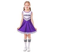 UBOHUZ Traje de animadora verano for niñas 3 a 12 años, camiseta sin mangas con estampado letras, vestido ajustado, disfraces for para Mujer(Purple,140)