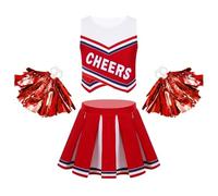 UBOHUZ Uniforme de animadora for niñas, sin mangas, con estampado letras y falda plisada, ideal for fiestas carnaval para Mujer(Red A,12)