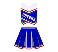 UBOHUZ Uniforme de animadora for niñas, sin mangas, con estampado letras y falda plisada, ideal for fiestas carnaval para Mujer(Blue,16)