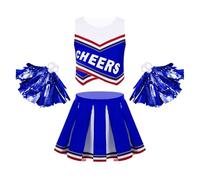 UBOHUZ Uniforme de animadora for niñas, sin mangas, con estampado letras y falda plisada, ideal for fiestas carnaval para Mujer(Blue A,6)