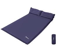 Ubon Colchón de Aire Dormir Camping Ligero Autohinchable Portátil Cómoda para 2 Personas 3.6cm Almohada Ergonómica Relleno de Esponja Cama de Camping Azul Marino 190 * 130 * 3.6