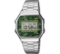 UBOON Casío A168WEGC/WEC-3EF Reloj Unisex Digital con Movimiento de Cuarzo, Esfera Multicolor, Caja y Correa de Acero Inoxidable, Cierre de Gancho, Resistente al Agua 30M (Plata o Dorado), (Plateado)