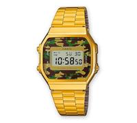 UBOON Casío A168WEGC/WEC-3EF Reloj Unisex Digital con Movimiento de Cuarzo, Esfera Multicolor, Caja y Correa de Acero Inoxidable, Cierre de Gancho, Resistente al Agua 30M (Plata o Dorado), (Oro)