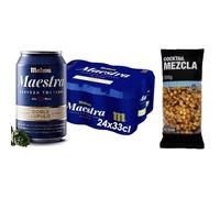 UBOON - Cerveza Clásica Dorada Lager: Suave Sabor, Refrescante y con Espuma Firme - PACK 12 Latas de 33cl, 4.8% Vol. Alcohol + ¡Incluye un Cocktail mezcla Mercadona de Regalo (MAESTRA, COCKTAIL)