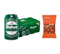 UBOON - Cerveza Clásica Dorada Lager: Suave Sabor, Refrescante y con Espuma Firme - PACK 12 Latas de 33cl, 4.8% Vol. Alcohol + ¡Incluye un Cocktail mezcla Mercadona de Regalo (CLASICA, CACAHUETES)