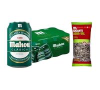 UBOON - Cerveza Clásica Dorada Lager: Suave Sabor, Refrescante y con Espuma Firme - Pack de 12 Latas de 33cl, 4.8% Vol. Alcohol + ¡Incluye un Pipas girasol gigantes tostadas Mercadona de Regalo