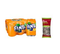 UBOON - Naranja - Refresco con 8% de zumo de naranja- Pack de 12 latas, 330 ml + ¡Incluye un Pipas girasol gigantes tostadas Mercadona de Regalo