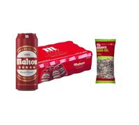 UBOON - Pack de 24 uidades x 50 erveza Especial Dorada Lager 5 Estrellas, Sabor 5 Estrellas, 5,5% Volumen de Alcohol ++ ¡Incluye un Pipas girasol gigantes tostadas aguasal Mercadona de Regalo