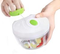 UBOON - Picadora Manual de Alimentos con 3 Cuchillas con Cuerda, Trituradora de Verduras, Minipicadora para Trocear Frutas, Cortador de Carne y Verduras, 400ml