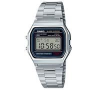 UBOON - Reloj Digital Casío A158WA-1 de Acero Inoxidable, Luz LED, Cronómetro, Alarma Diaria, Batería de 7 Años, Resistente al Agua.