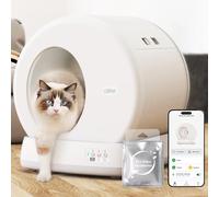 UBPET C10 Arenero Autolimpiable para Gatos con Cámara Mirando, Sin Riesgo de Atrapar o Desodorizar, Entrada Baja, Inteligente y Electrónico