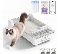 UBpet C32 - Arenero Inteligente Abierto para Gatos, Autolimpiable, Control Remoto a través de Aplicación, Bandeja Sanitaria para Gatos BLANCO XXL
