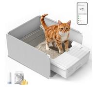 UBPET Caja de arena automática abierta para gatos, caja de arena autolimpiable para múltiples gatos, protección de seguridad con sensores de peso, control de aplicación inteligente, eliminación de