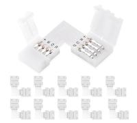 UBRAVE Conectores de luz LED,10pcs 4-Pin Conector clip para conexión de tira LED SMD5050 de 10mm,Conector de Barra de Luz LED,SMD 5050 Clip Conector Rápido Cinta LED,No se Necesita Soldadura, Forma L