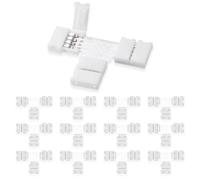 UBRAVE Conectores de luz LED,12 pcs 4-Pin Conector clip para conexión de tira LED SMD5050 de 10mm,Conector de Barra de Luz LED,SMD 5050 Clip Conector Rápido Cinta LED,No se Necesita Soldadura, Forma T