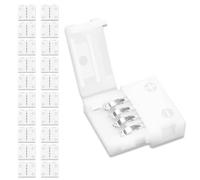UBRAVE Conectores de luz LED, 20pcs 4-Pin Conector clip para conexión de tira LED SMD5050 de 10mm, Conector de Barra de Luz LED, SMD 5050 Clip Conector Rápido Cinta LED, No se Necesita Soldadura