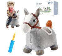 UBRAVOO Animal saltante para niños, juguete de peluche inflable para niños pequeños, regalos de cumpleaños para bebés de 18 meses a 4 años (poni gris)