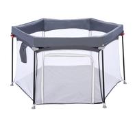 UBRAVOO Parque de juegos para bebés, corralito hexagonal plegable para bebés, parque de juegos de seguridad resistente mejorado para bebés con malla suave y transpirable-Gris