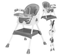 UBRAVOO Trona para Bebé 3 en 1, Sillas de Comedor Portátiles & Plegables, Trona Convertible para Comer & Jugar con Plato de Doble Capa y Rejilla para Juguetes (Gris)