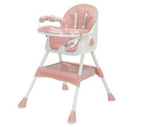 UBRAVOO Trona para Bebé 3 en 1, Sillas de Comedor Portátiles & Plegables, Trona Convertible para Comer & Jugar con Plato de Doble Capa y Rejilla para Juguetes (Rosa)