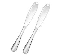 Ubric Espátula de mantequilla, cuchillo de mantequilla de acero inoxidable 3 en 1 con agujeros, rulos para queso, maní (plata, 20,5 x 2,5 cm)