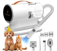 Ubrobo Aspiradora de aseo para perros, aspiradora de aseo de mascotas para perros con succión fuerte de 12000 Pa, 2 L de gran capacidad, kit de aseo para mascotas, bajo ruido, 5 herramientas de aseo
