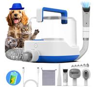 UBROBO Aspiradora recargable para perros para aseo, kit de aseo inalámbrico de 4000 mAh, aspiradora de pelo de perro con 4 herramientas, taza de polvo de 3 litros, 3 niveles para patio al aire libre,