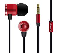 UBSOUND Fighter Pro Rojo - Auriculares In-Ear - Cuerpo de Aluminio - Micrófono - Conexión estándar de 3,5mm. Cable Plano Anti-enredos
