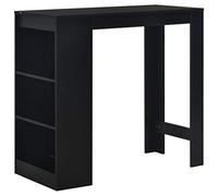 UBVNFGMK Mesa alta con botellero de 110 x 50 x 103 cm, mesa de bar con estante de almacenamiento de 3 niveles, color negro, mesa estable de madera con estante para cocina y comedor